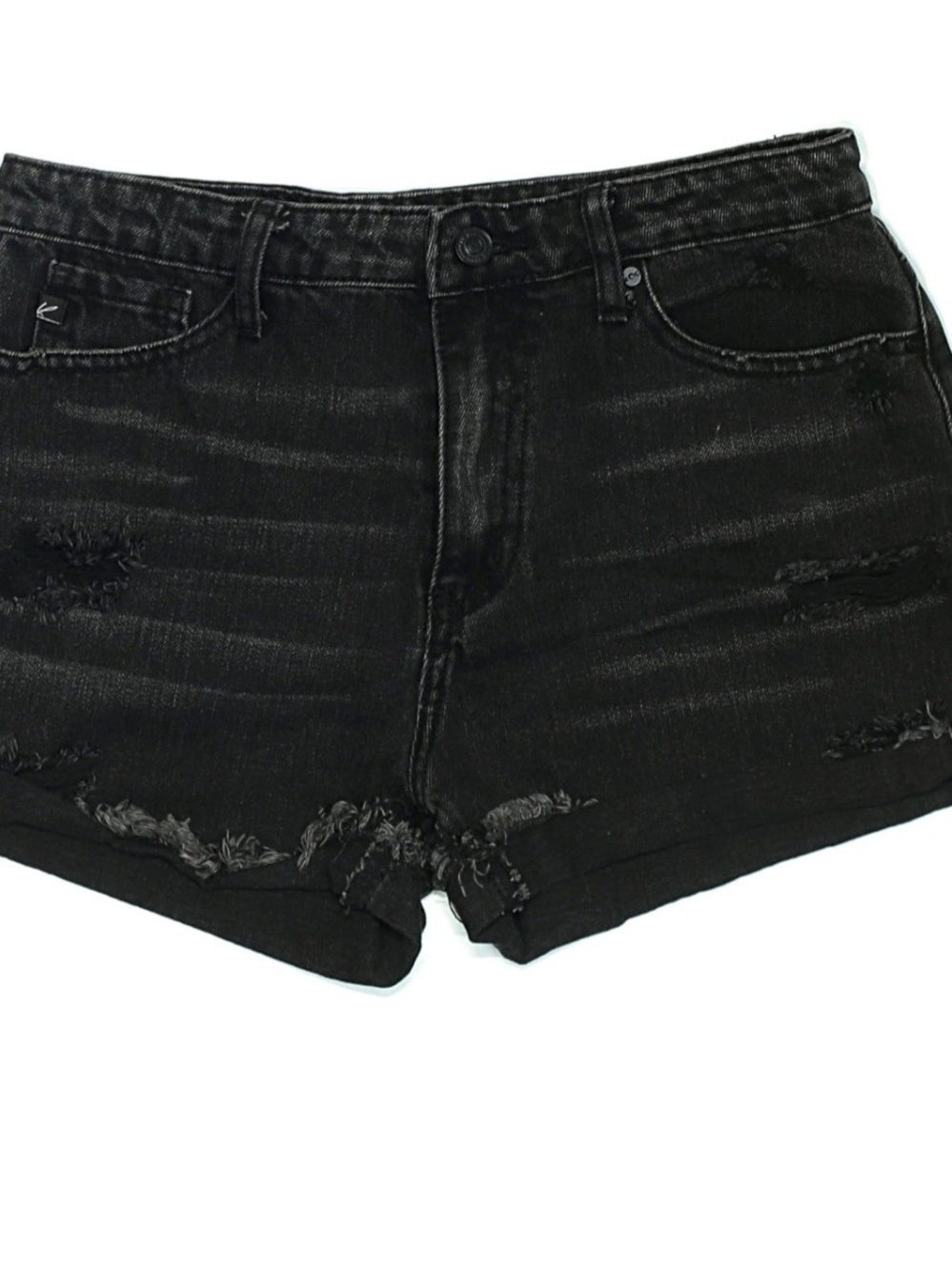 KanCan ESTILO Black Distressed High-Rise Denim Shorts